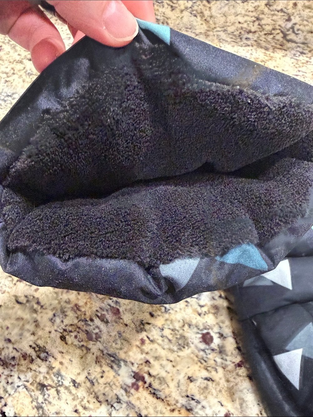 7 A.M. Enfant Warmmuffs Stroller Handle Muffs Black with Teal & Gray Triangles - Picture 3 of 6